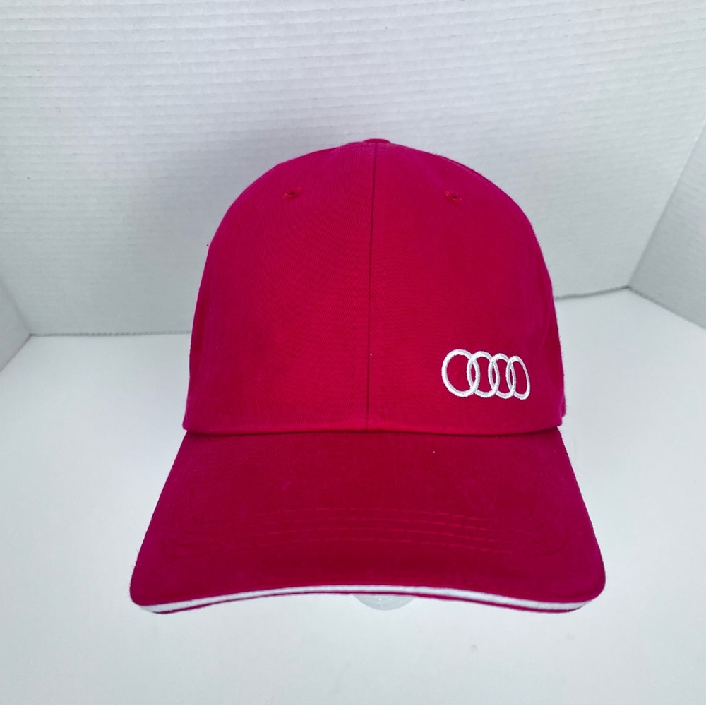 Audi Men's 100% Cotton Red Logo Adjustable Strap Baseball Cap One Size; Cars